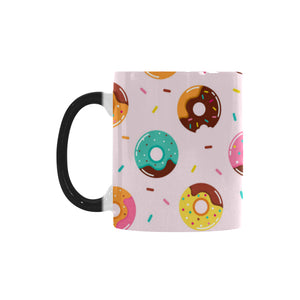 Donut pattern glaze pink background Morphing Mug Heat Changing Mug