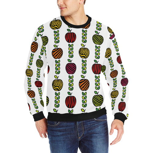 colorful apples leave zebra stripe Men's Crew Neck Sweatshirt