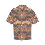 Bonsai bamboo stork japanese pattern brown theme Men's All Over Print Hawaiian Shirt