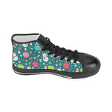 Snowman bird decorative elements christmas pattern Women's High Top Canvas Shoes Black