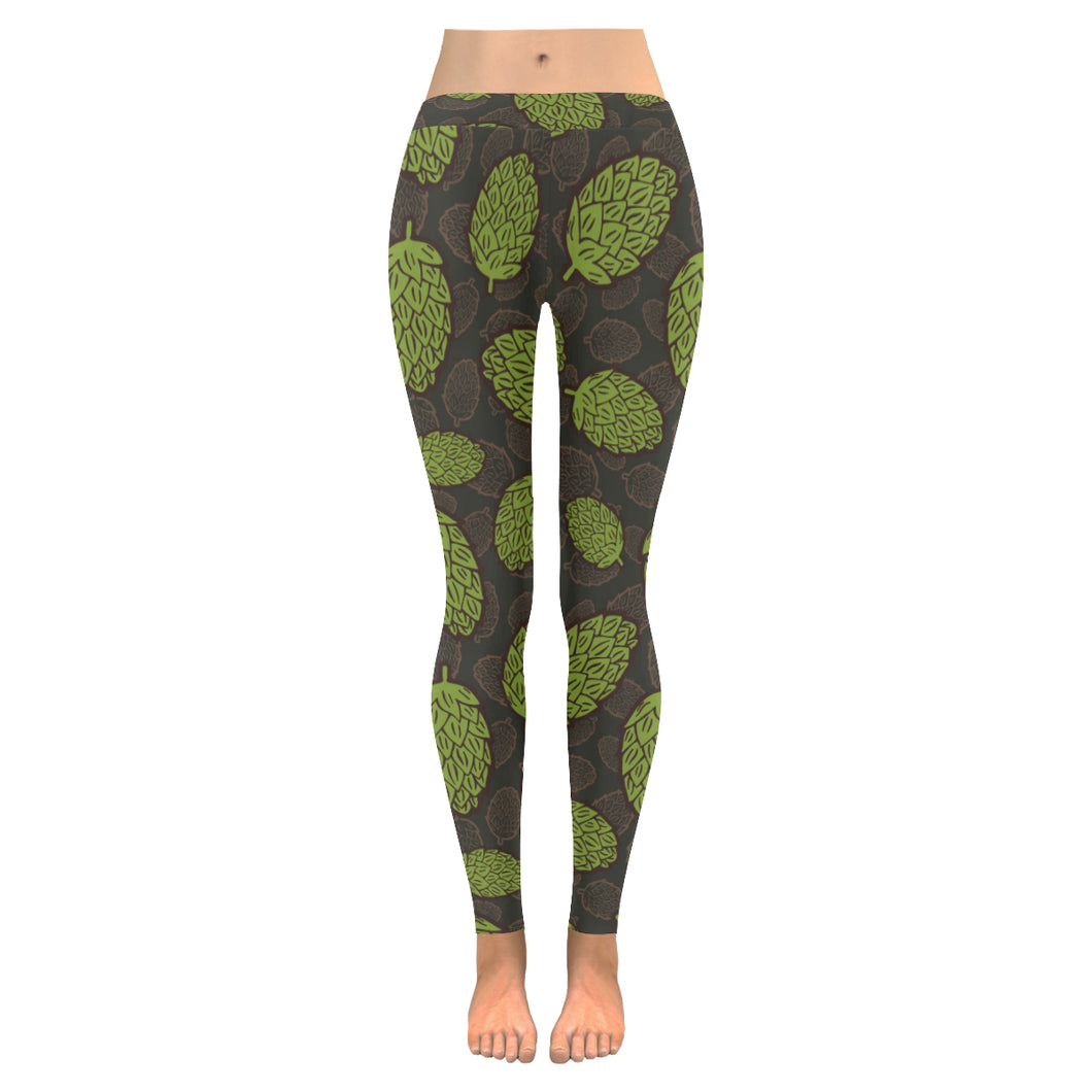 Hop pattern black background Women's Legging Fulfilled In US