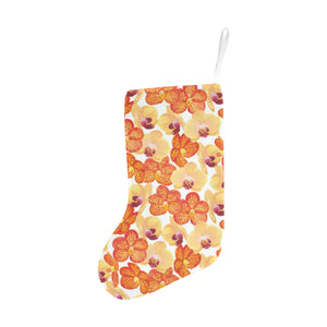 Orange yellow orchid flower pattern background Christmas Stocking