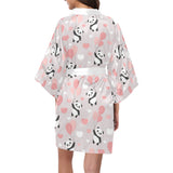 Cute panda ballon heart pattern Women's Short Kimono Robe