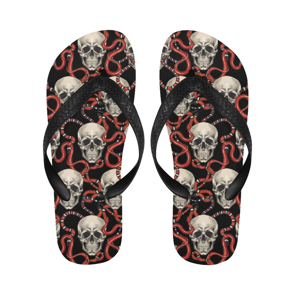 Red snake skull pattern Unisex Flip Flops