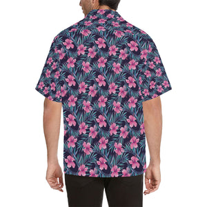 Hibiscus Pattern Print Design 05 Men's All Over Print Hawaiian Shirt (Model T58)