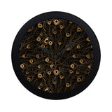 Gold peacock feather pattern Elegant Black Wall Clock