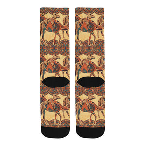 Camel polynesian tribal design pattern Crew Socks