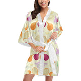 Onion garlic white red pattern Women's Short Kimono Robe