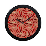 Beautiful Chili peppers pattern Elegant Black Wall Clock