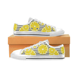slice of lemon design pattern Men's Low Top Canvas Shoes White