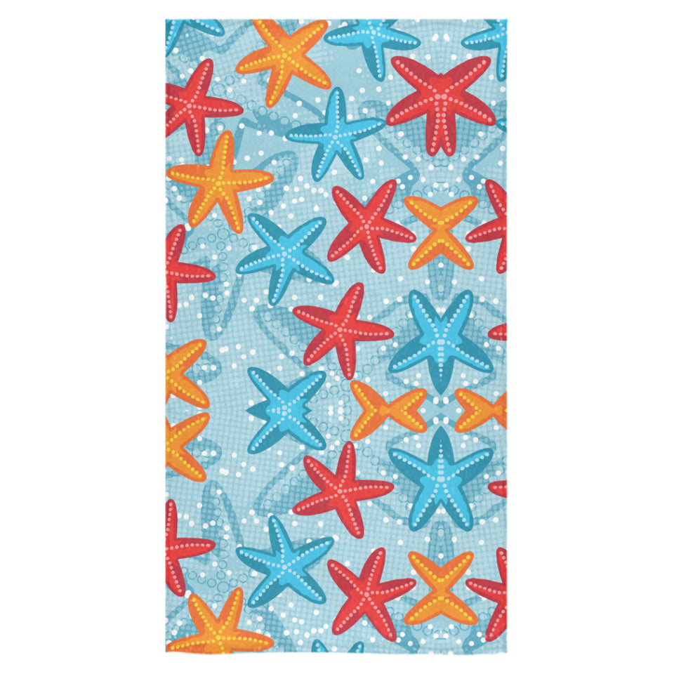 Blue red orange starfish pattern Bath Towel
