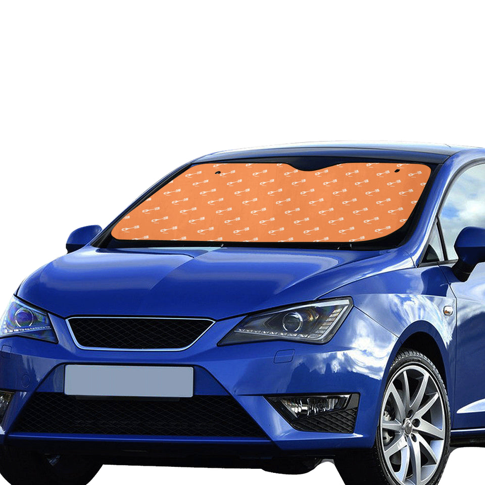 Engine Piston Orange Background Pattern Print Desi Car Sun Shade