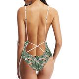 Toucan tropical green jungle palm pattern Women's One-Piece Swimsuit