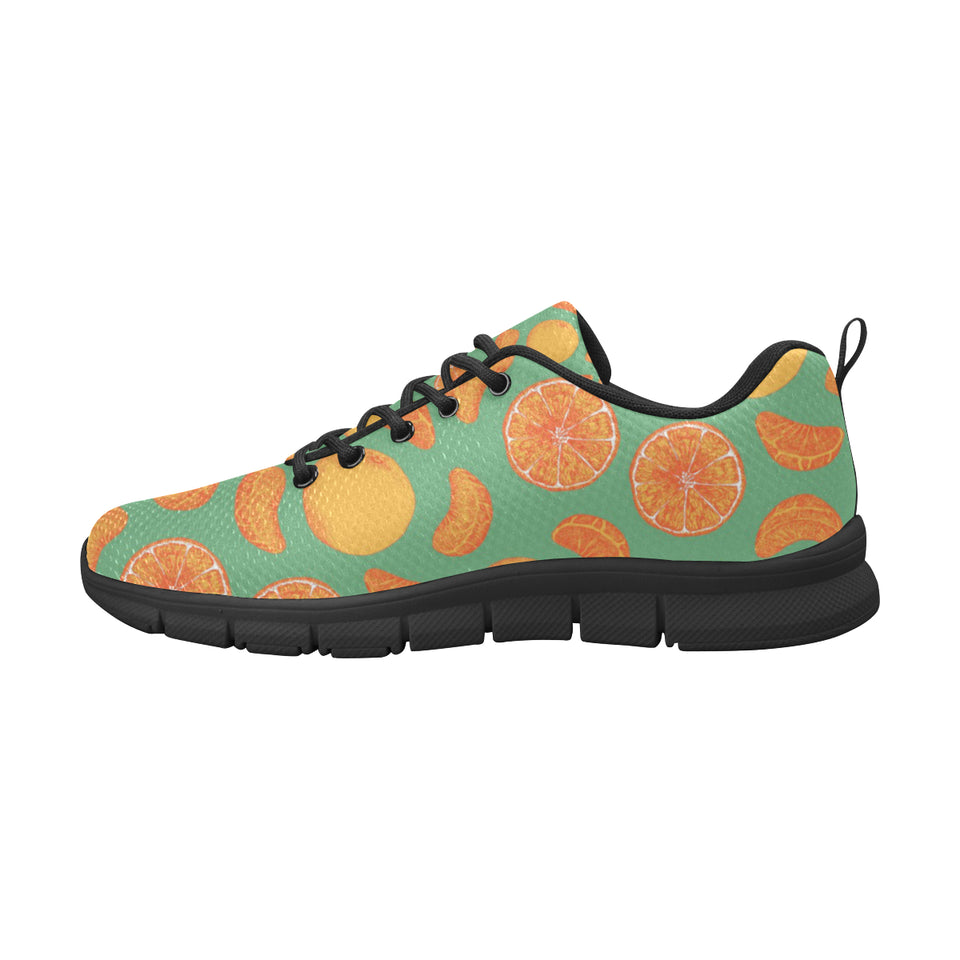 orange fruit pattern green background Women's Sneaker Shoes