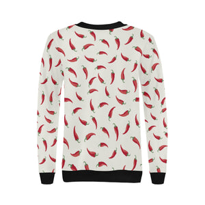 Chili peppers pattern Women's Crew Neck Sweatshirt