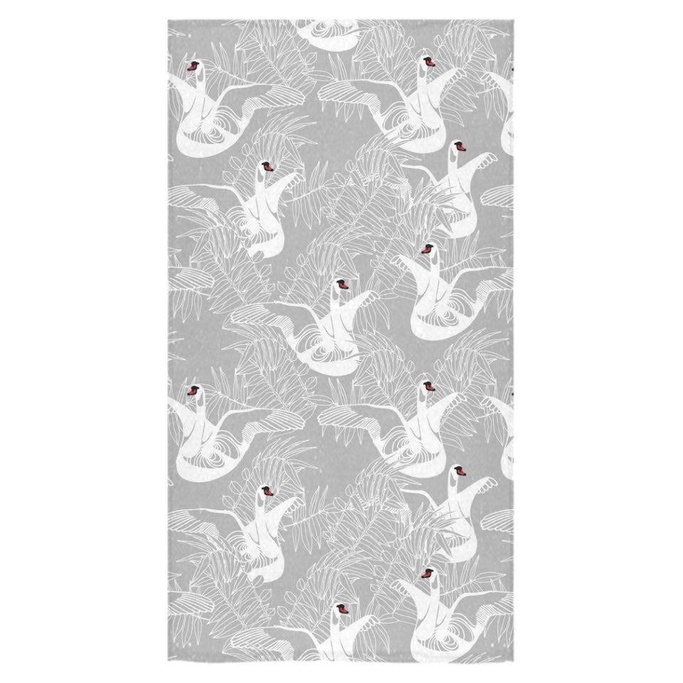 white swan gray background Bath Towel