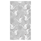white swan gray background Bath Towel