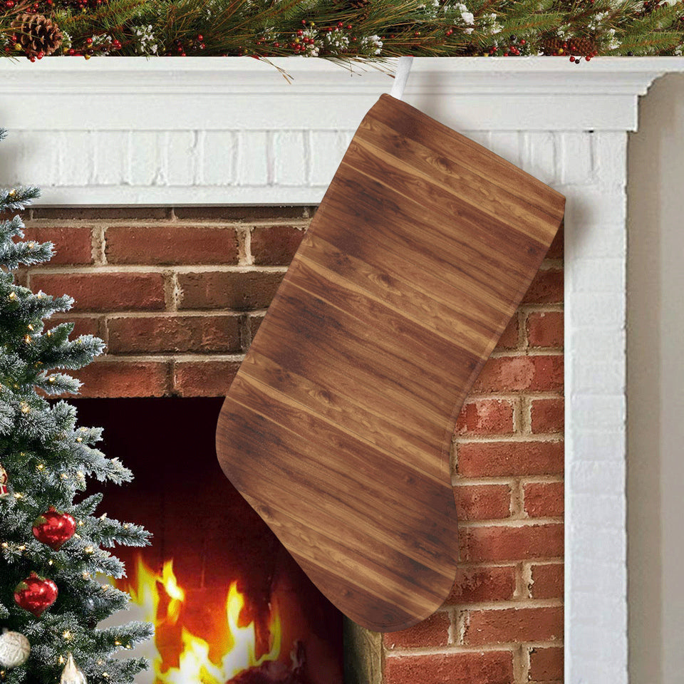 Wood Printed Pattern Print Design 04 Christmas Stocking
