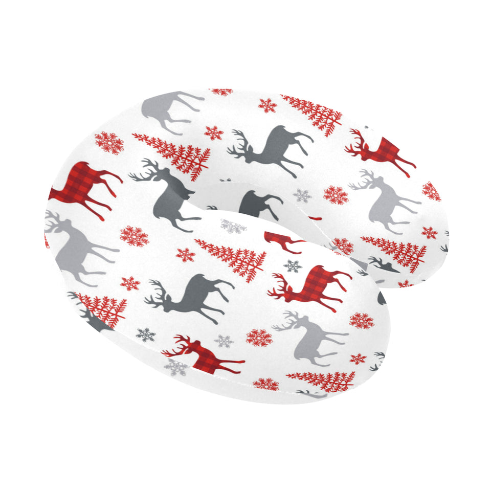 Deer tree snowflakes chrismas pattern U-Shaped Travel Neck Pillow