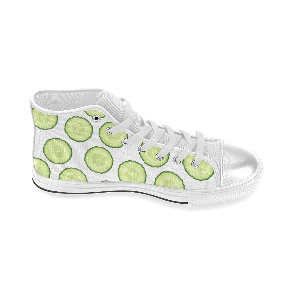 Cucumber slices pattern Women's High Top Canvas Shoes White