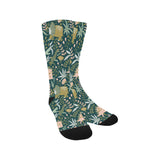 dinosaurs tropical leaves flower pattern Crew Socks