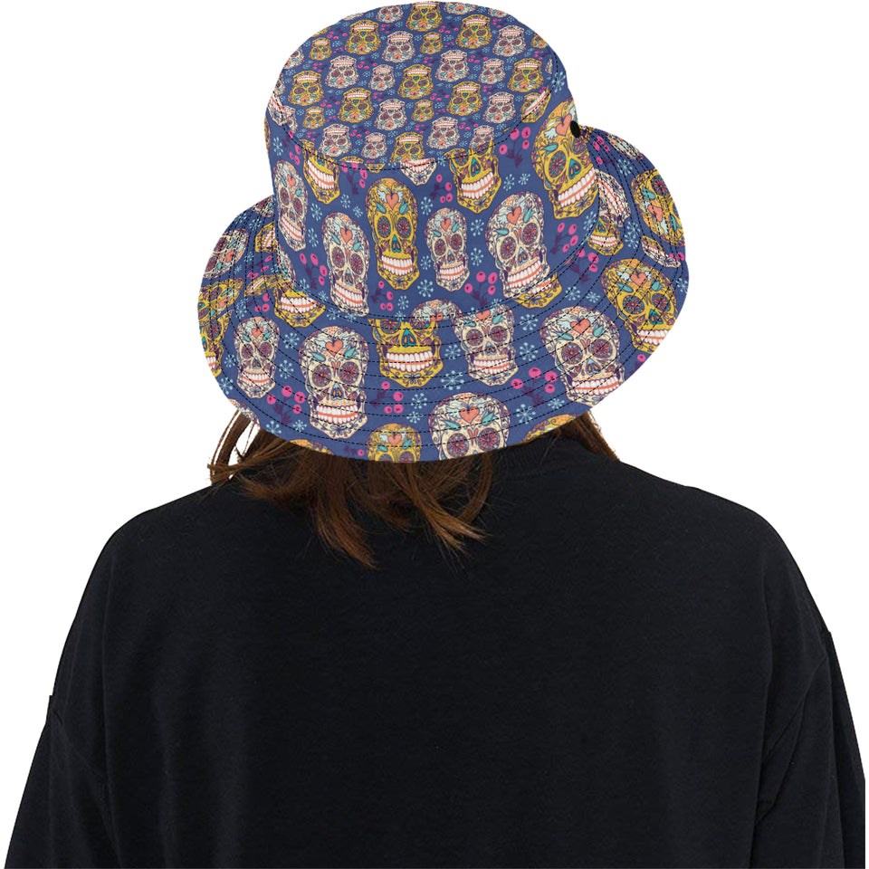 Sugar skull flower pattern Unisex Bucket Hat