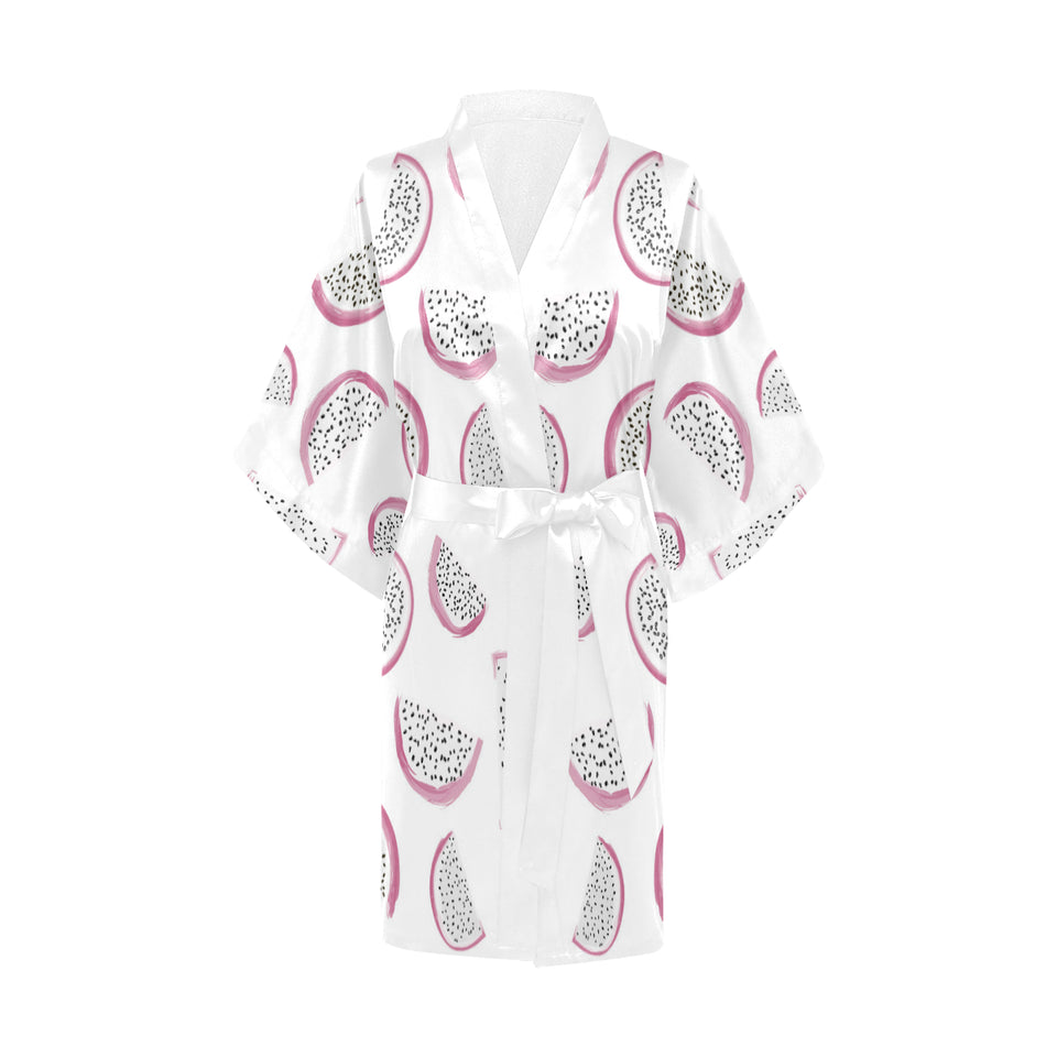 dragon fruit pattern Women's Short Kimono Robe