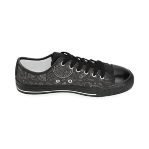 Pizza pattern Kids' Boys' Girls' Low Top Canvas Shoes Black