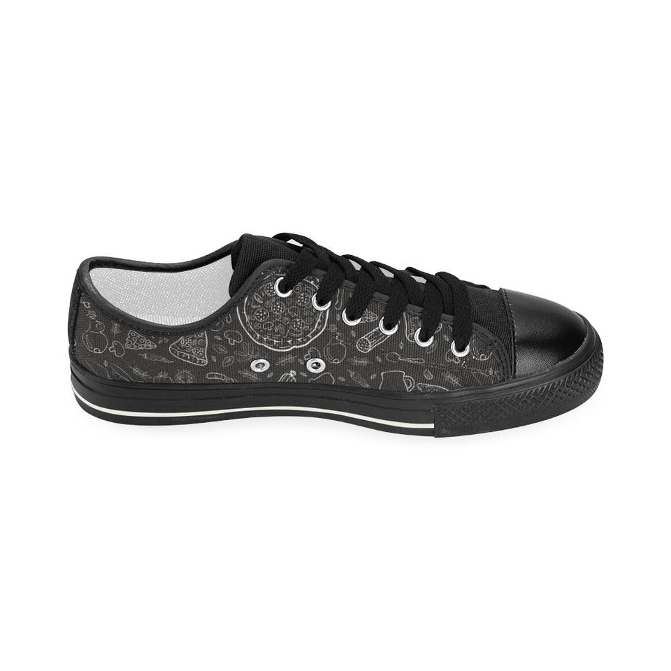 Pizza pattern Kids' Boys' Girls' Low Top Canvas Shoes Black