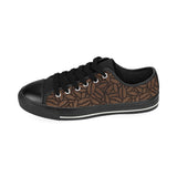 coffee bean pattern Men's Low Top Canvas Shoes Black