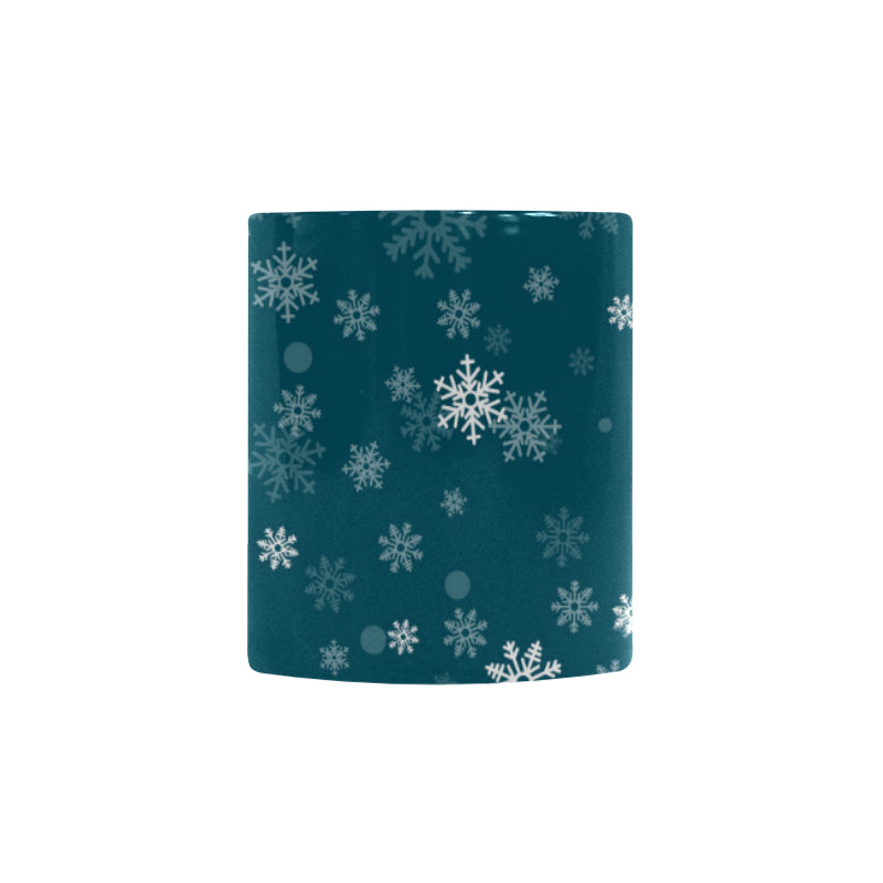 Snowflake pattern dark background Morphing Mug Heat Changing Mug