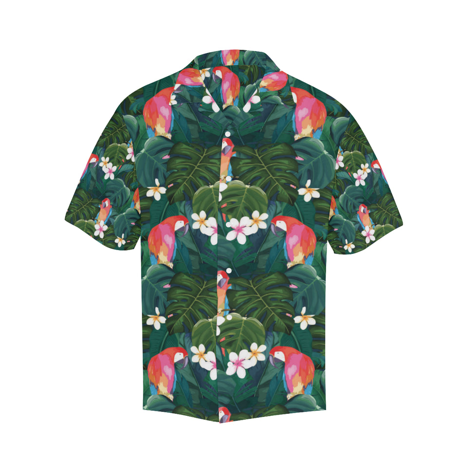 Parrot Palm tree leaves flower hibiscus pattern Men's All Over Print Hawaiian Shirt