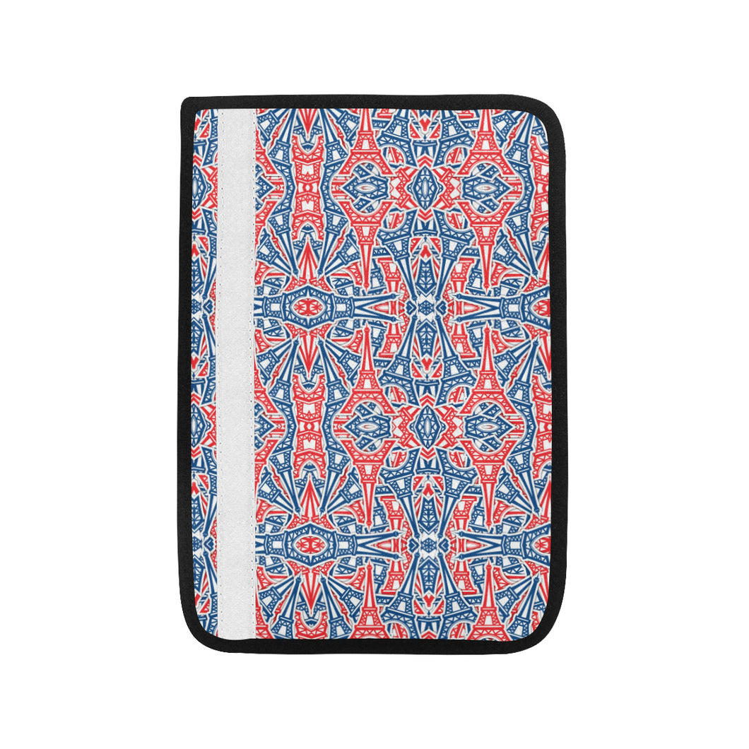 Blue Red Eiffel Tower Pattern Print Design 02 Car Seat Belt Cover