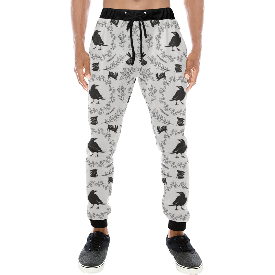 Crows floral wreath rabbit pattern Unisex Casual Sweatpants