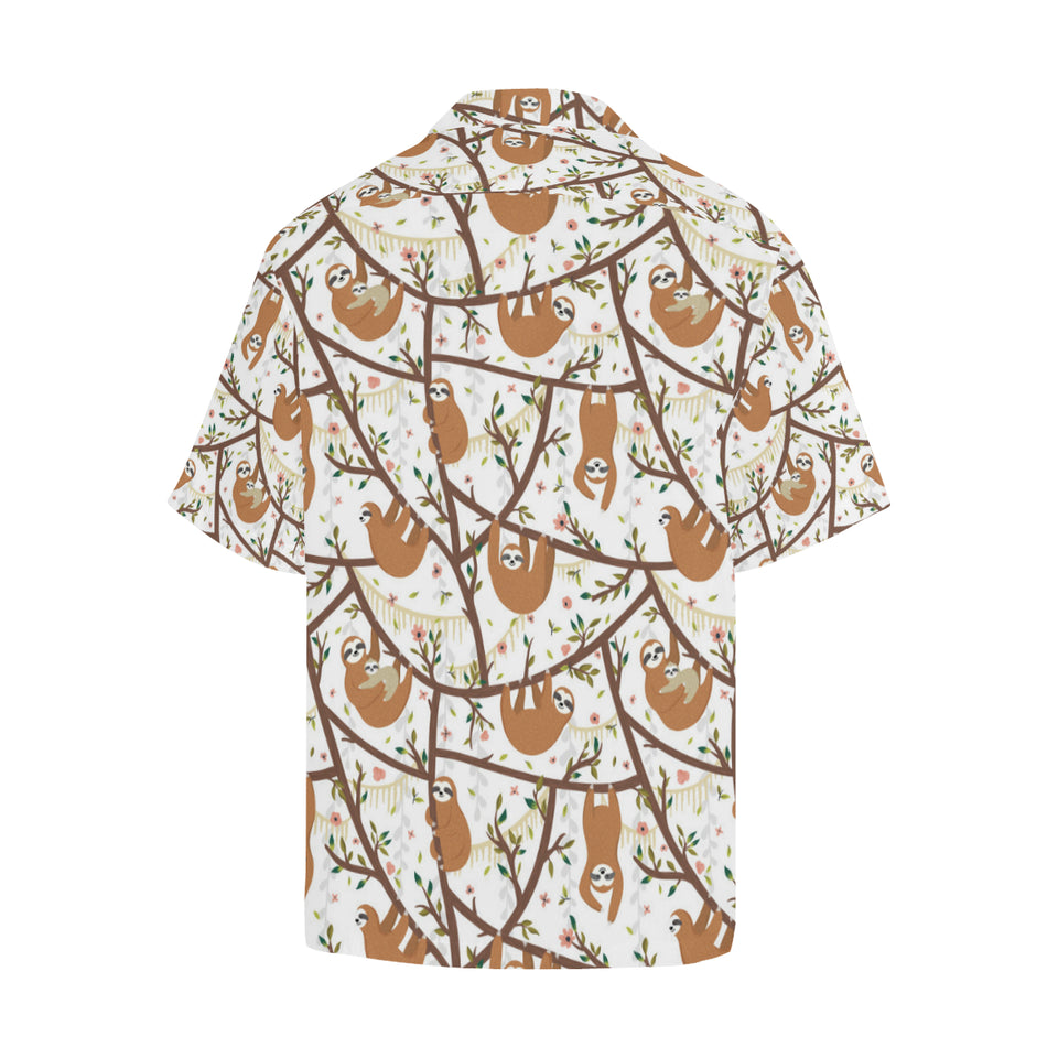 Sloths hanging on the tree pattern Men's All Over Print Hawaiian Shirt