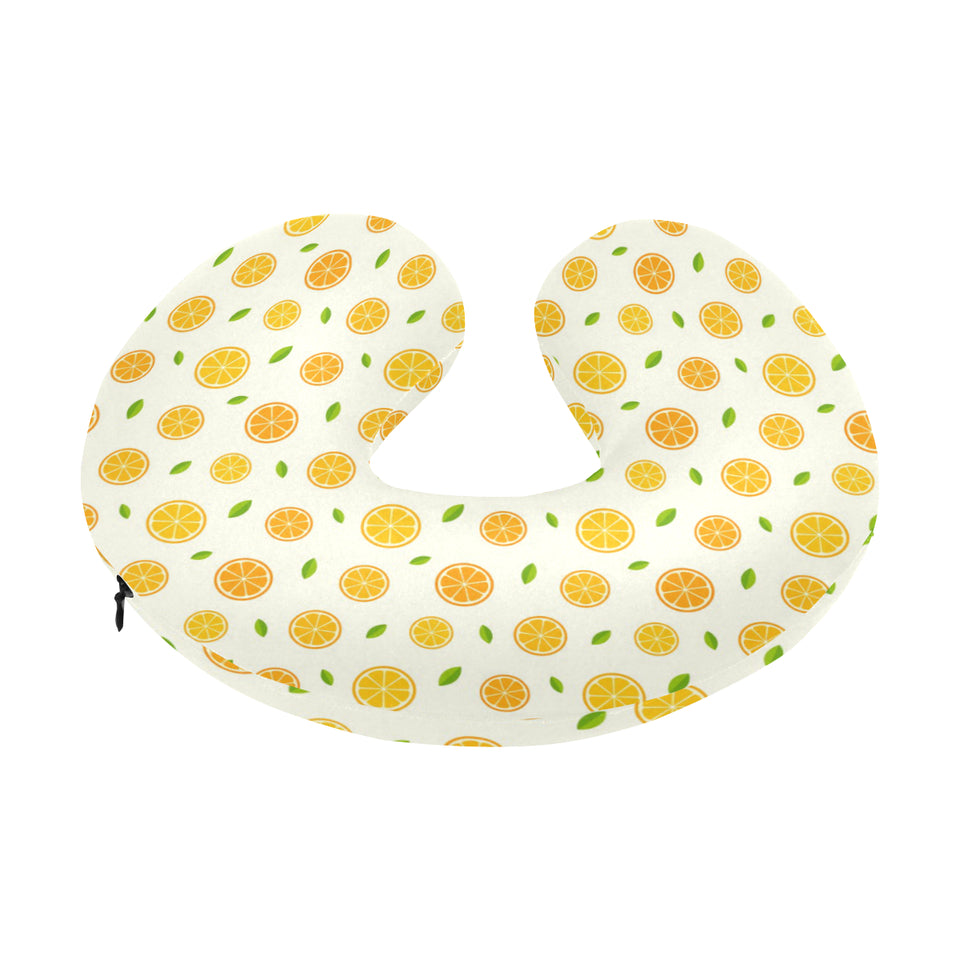 oranges leaves pattern U-Shaped Travel Neck Pillow