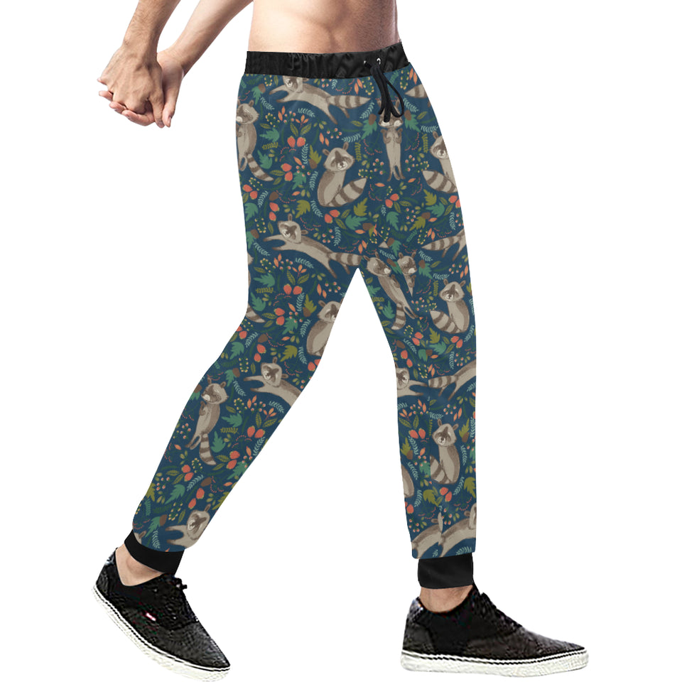 Raccoon tropical leaves pattern Unisex Casual Sweatpants