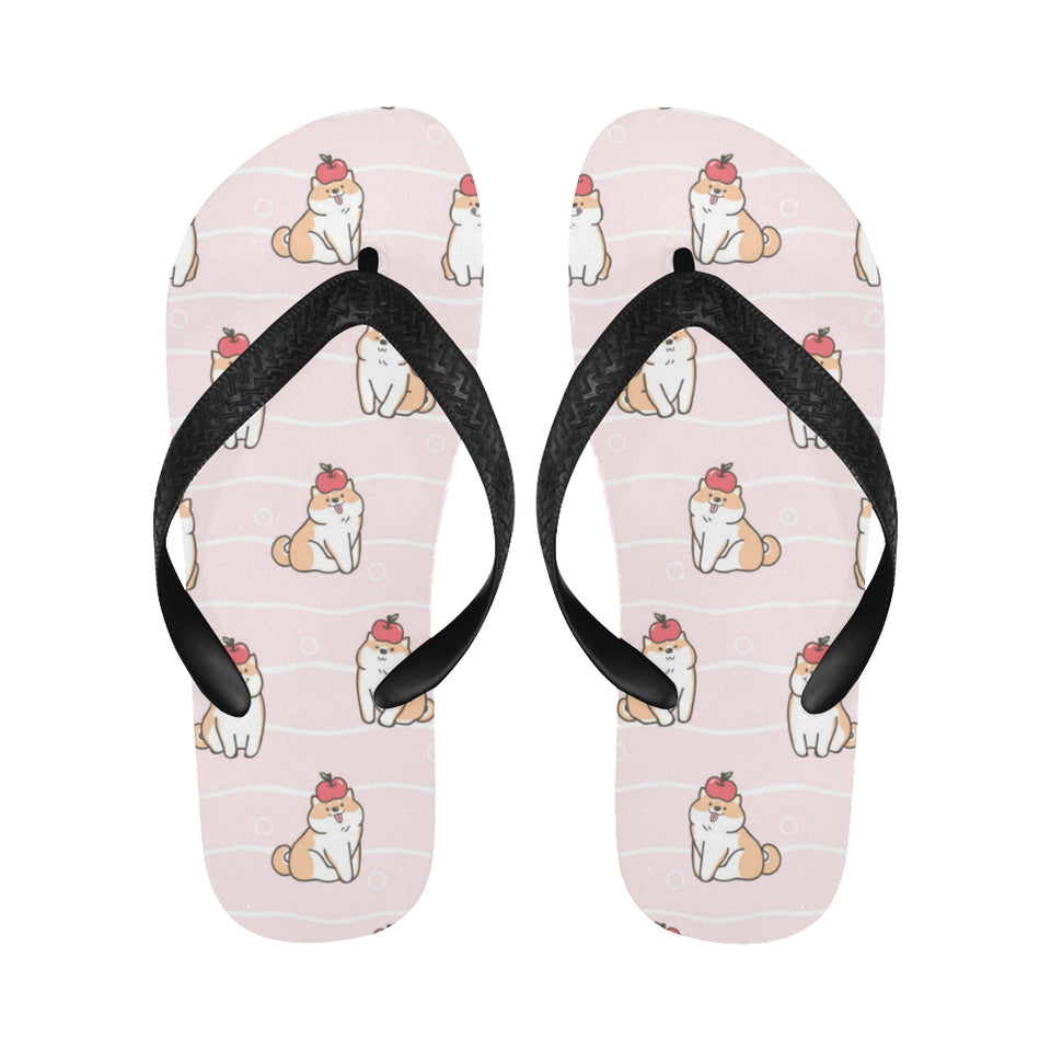 Cute Shiba Inu Dog Apple pattern Unisex Flip Flops