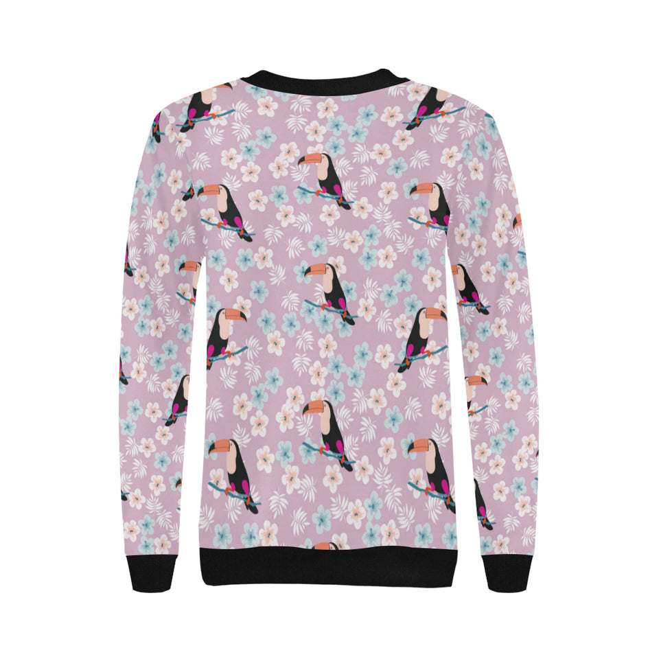 Beautiful toucan flower leaves Women's Crew Neck Sweatshirt