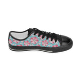 3D sakura cherry blossom pattern Women's Low Top Canvas Shoes Black