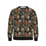Skull rose humming bird flower pattern Men's Crew Neck Sweatshirt