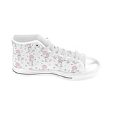 Cute poodle dog star pattern Men's High Top Canvas Shoes White