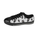 Ninja pattern plaid background Men's Low Top Canvas Shoes Black