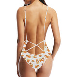Brown pomeranian pattern Women's One-Piece Swimsuit