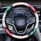Donut pattern glaze pink background Car Steering Wheel Cover