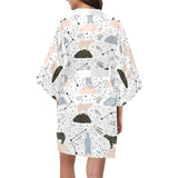 Polar bears star poka dot pattern Women's Short Kimono Robe
