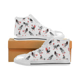 Cool rooster chicken cock floral ornament backgrou Women's High Top Canvas Shoes White