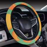orange fruit pattern green background Car Steering Wheel Cover