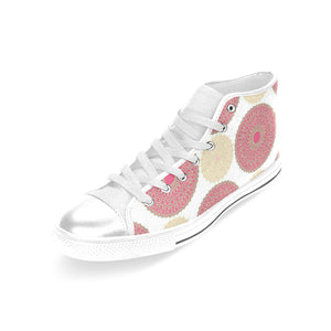 Circle indian pattern Women's High Top Canvas Shoes White