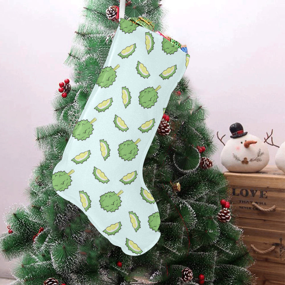 Durian pattern blue background Christmas Stocking